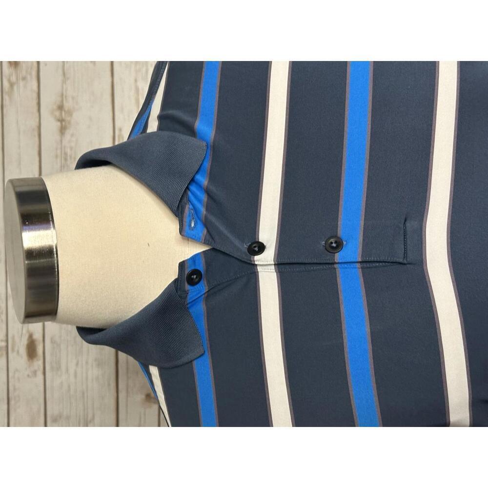 Nike Golf Dri-Fit activewear blue/grey striped polo shirt Size Large - Picture 2 of 7